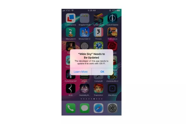 Некоторые приложения не будут работать на iOS 11