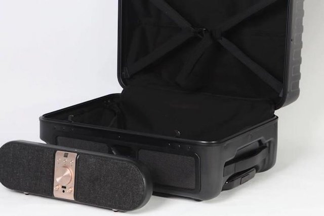 Этот чемодан поставляется со съемным динамиком Bluetooth