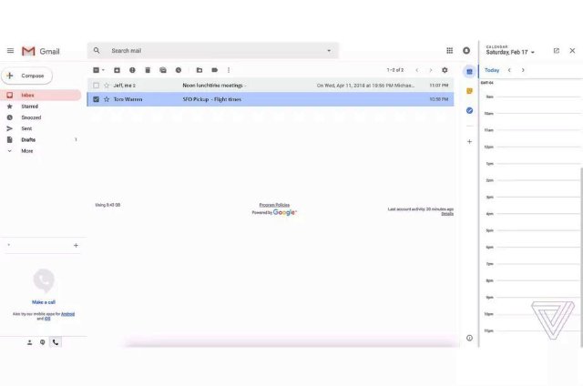 Редизайн Google Gmail отобразит ваш календарь или список дел