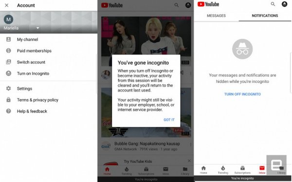 Платформа YouTube запустила режим инкогнито для Android-смартфонов